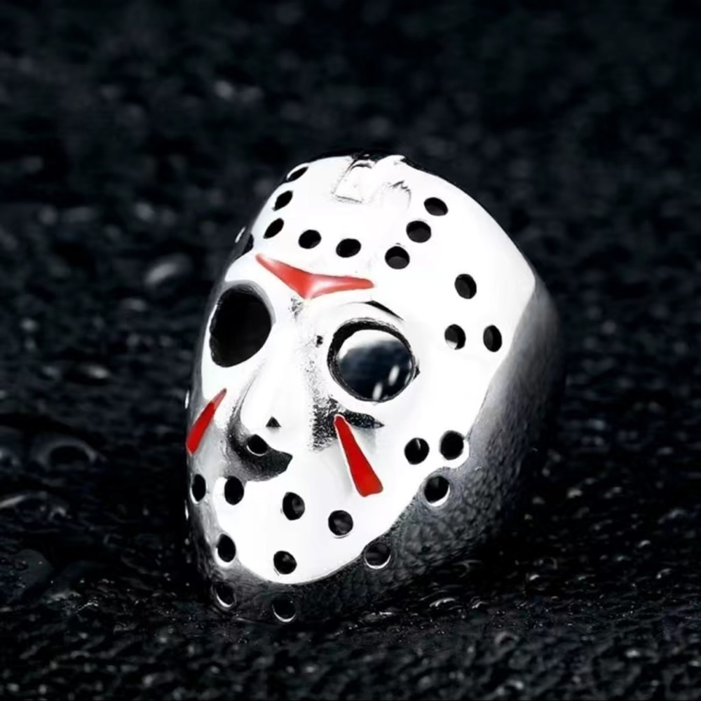 🔖 CLEARANCE 🔖 NWT👺 STAINLESS STEEL FRIDAY THE 13TH JASON HOCKEY MASK RING Mens 9 - Picture 6 of 9